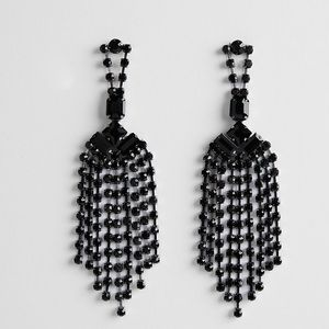 Stone Crawl Rhinestone Fringe Drop Earrings